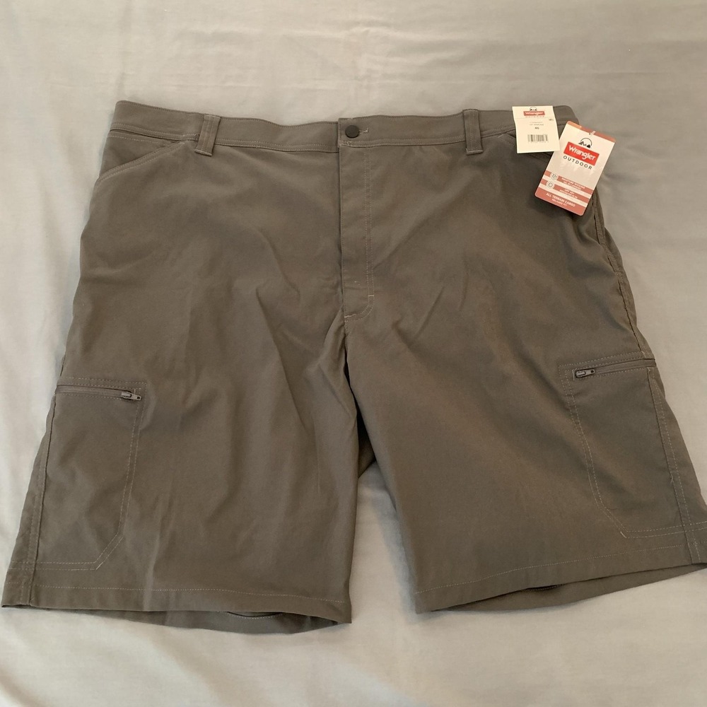 Wrangler Cargo Shorts Mens 46 Gray Outdoor Nylon Stretch Zip Pockets Hiking